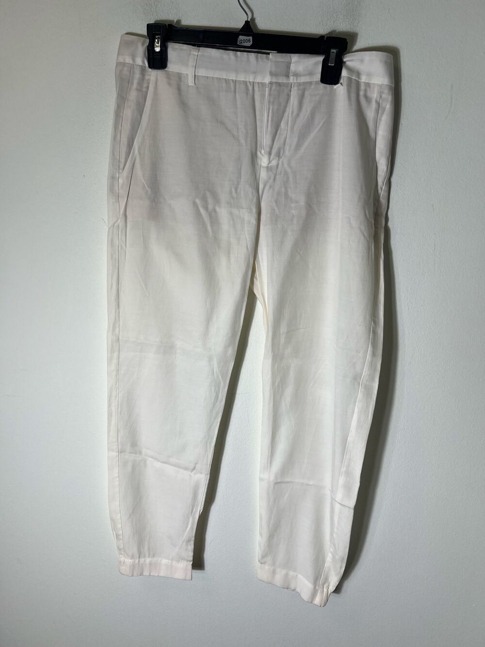 Vince Cream Flat Front Loose Fit Leasure Slacks With Elastic Ankles Sz 8